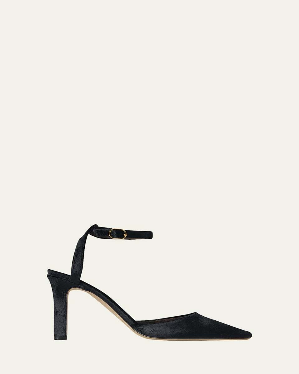 Carla Velvet Ankle-Strap Pumps